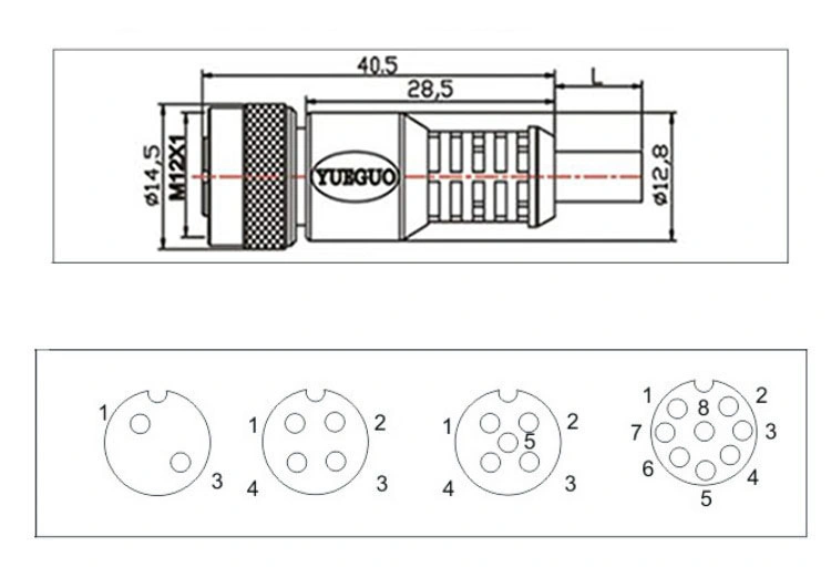 Manufacturers Wholesale M12 Straight Female 8-Core Waterproof Connector