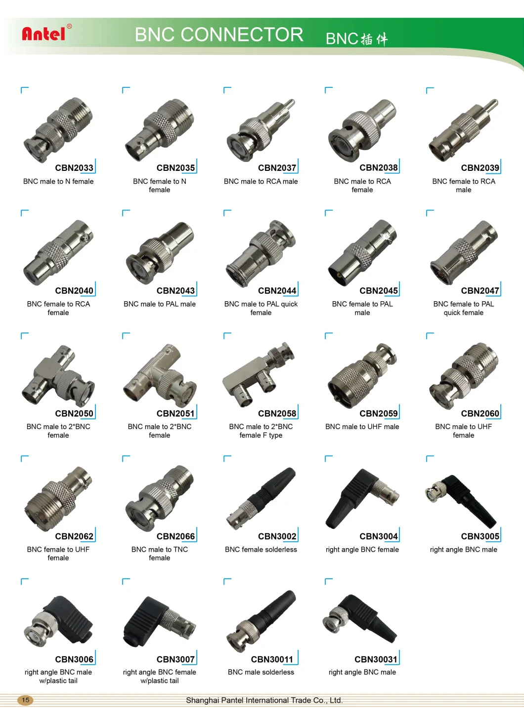 Crimping Type Male BNC Connector for Rg58 Rg59 RG6 Rg213